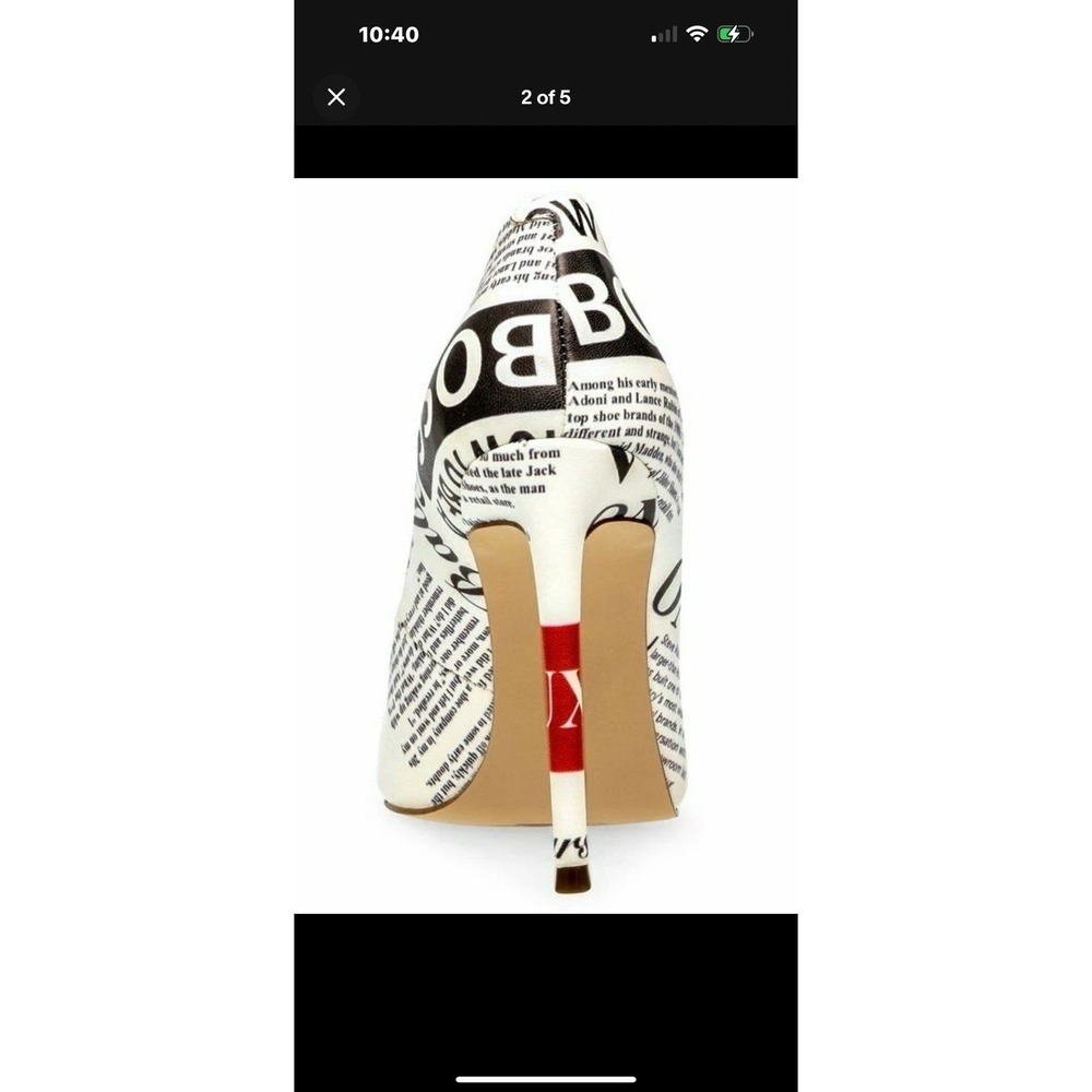 Steve Madden Daisie Black Newsprint Vala Pumps, 8M HTF‎ - Picture 3 of 6